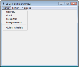 Le module graphique tkinter : création d’un menu de logiciel – Le coin ...